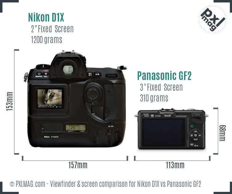 Nikon D1X vs Panasonic GF2 Screen and Viewfinder comparison