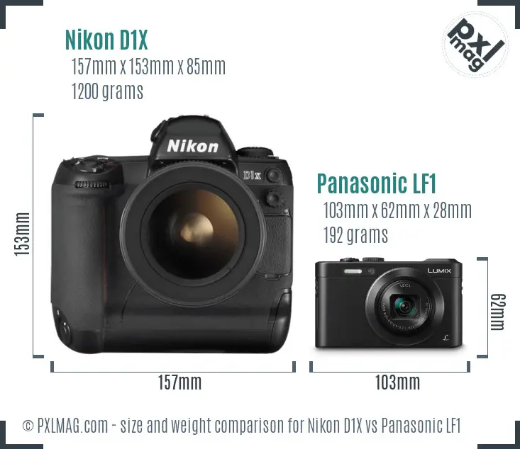 Nikon D1X vs Panasonic LF1 size comparison