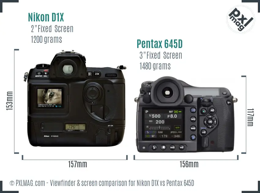 Nikon D1X vs Pentax 645D Screen and Viewfinder comparison