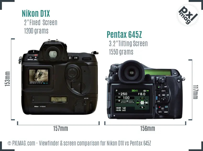 Nikon D1X vs Pentax 645Z Screen and Viewfinder comparison