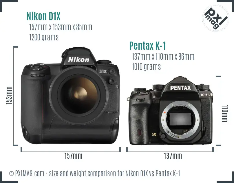 Nikon D1X vs Pentax K-1 size comparison Nikon D1X vs Pentax K-1 size comparison