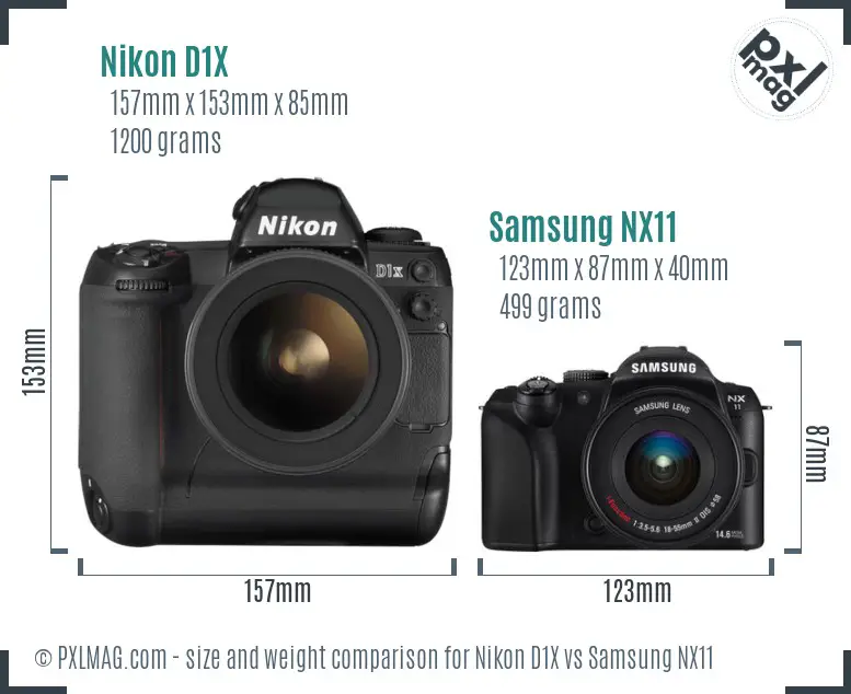 Nikon D1X vs Samsung NX11 size comparison