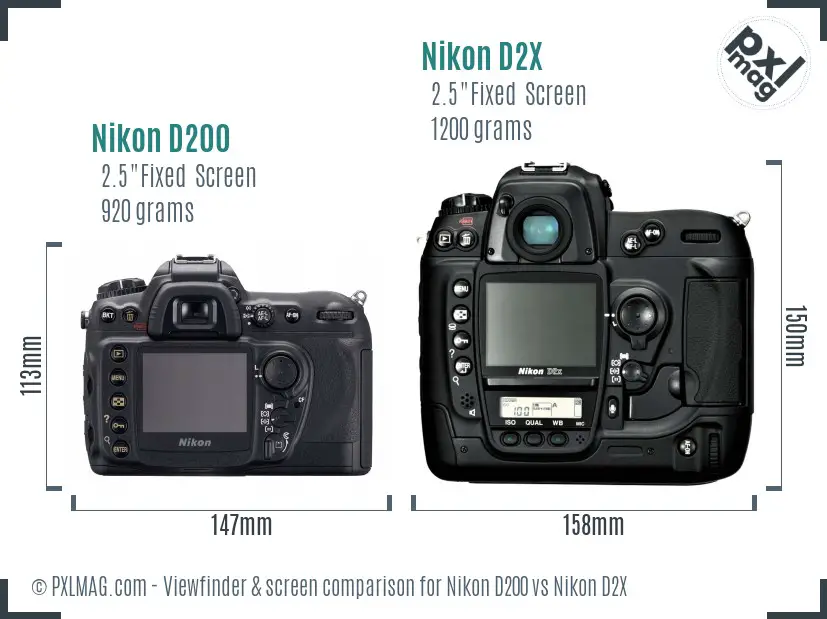 Nikon D200 vs Nikon D2X Screen and Viewfinder comparison Nikon D200 vs Nikon D2X Screen and Viewfinder comparison