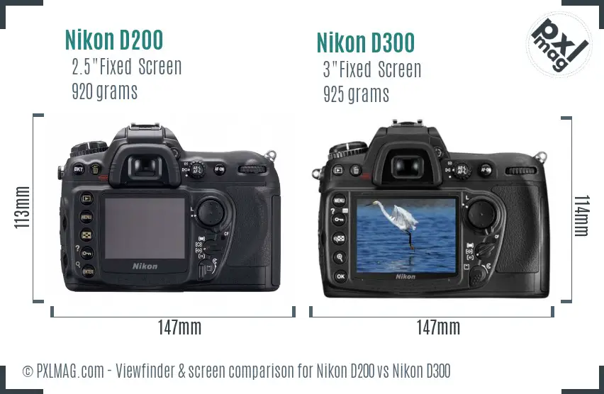 Nikon D200 vs Nikon D300 Screen and Viewfinder comparison