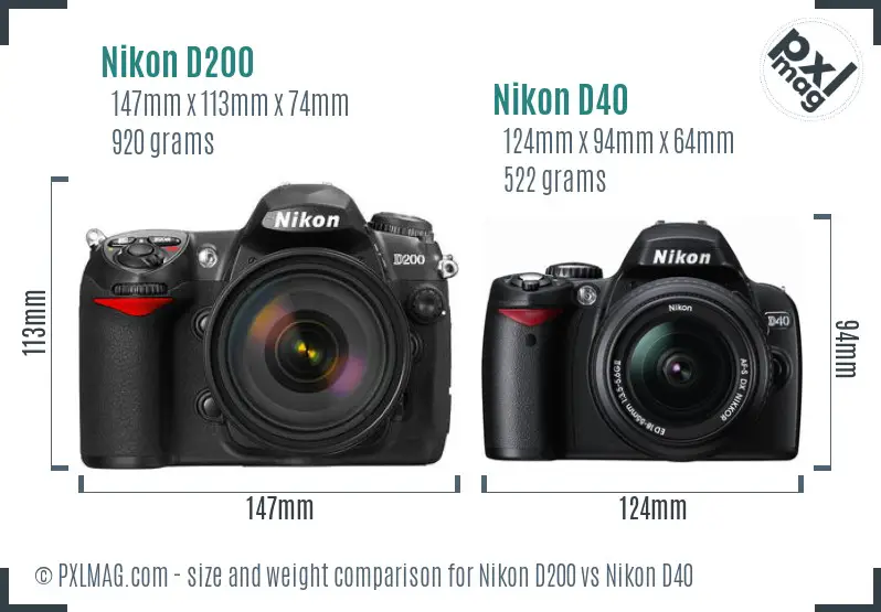 Nikon D200 vs Nikon D40 size comparison Nikon D200 vs Nikon D40 size comparison