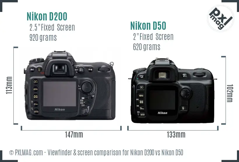 Nikon D200 vs Nikon D50 Screen and Viewfinder comparison