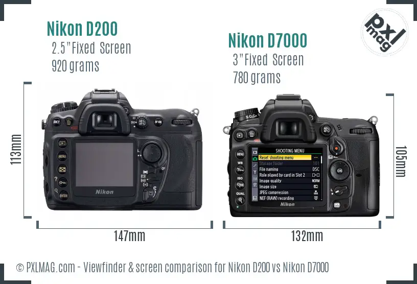 Nikon D200 vs Nikon D7000 Screen and Viewfinder comparison