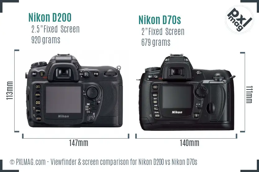 Nikon D200 vs Nikon D70s Screen and Viewfinder comparison