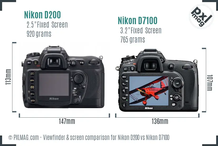 Nikon D200 vs Nikon D7100 Screen and Viewfinder comparison