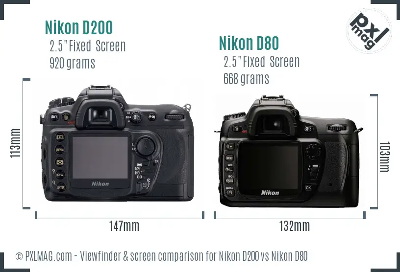 Nikon D200 vs Nikon D80 Screen and Viewfinder comparison