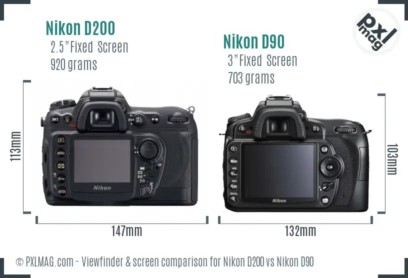 Nikon D200 vs Nikon D90 Screen and Viewfinder comparison