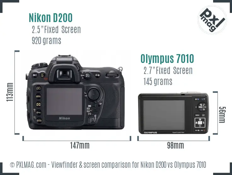 Nikon D200 vs Olympus 7010 Screen and Viewfinder comparison