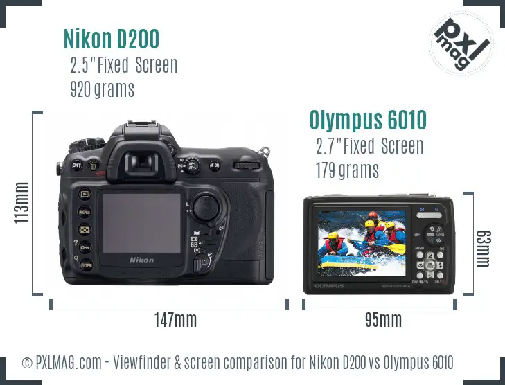 Nikon D200 vs Olympus 6010 Screen and Viewfinder comparison