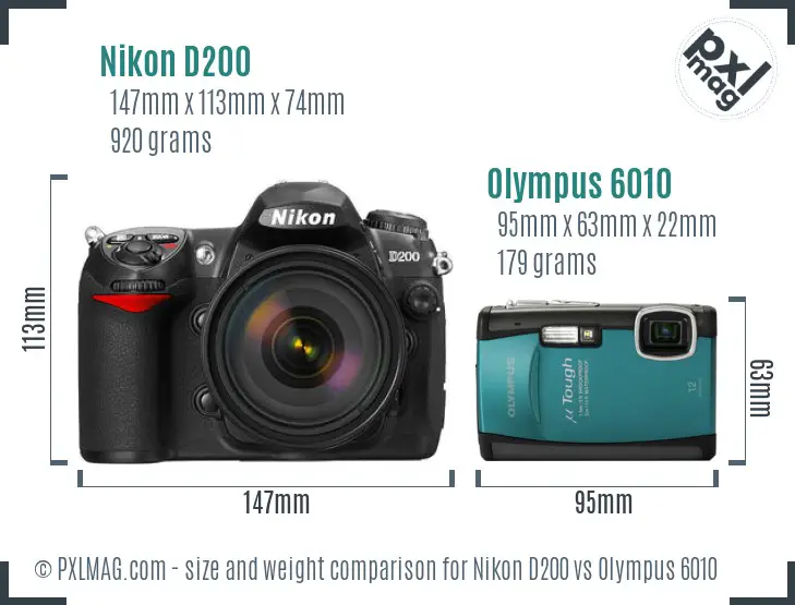 Nikon D200 vs Olympus 6010 size comparison