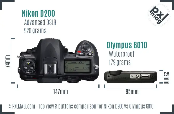 Nikon D200 vs Olympus 6010 top view buttons comparison