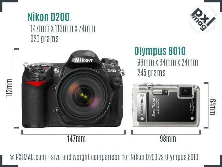 Nikon D200 vs Olympus 8010 size comparison