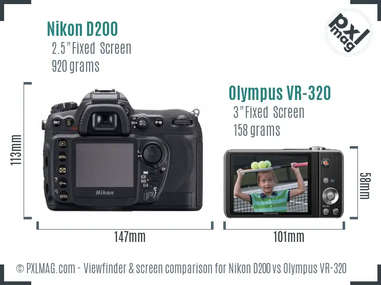 Nikon D200 vs Olympus VR-320 Screen and Viewfinder comparison