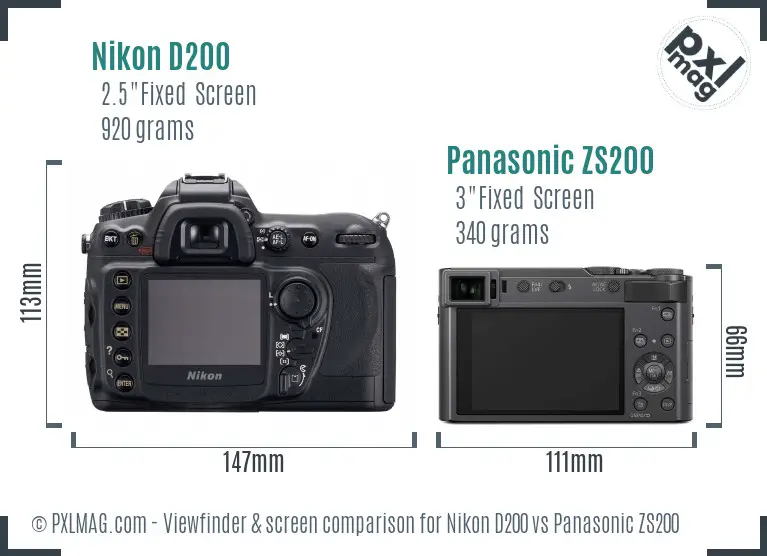 Nikon D200 vs Panasonic ZS200 Screen and Viewfinder comparison Nikon D200 vs Panasonic ZS200 Screen and Viewfinder comparison
