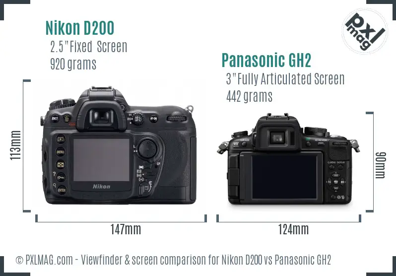 Nikon D200 vs Panasonic GH2 Screen and Viewfinder comparison Nikon D200 vs Panasonic GH2 Screen and Viewfinder comparison