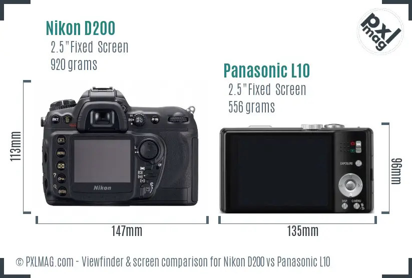 Nikon D200 vs Panasonic L10 Screen and Viewfinder comparison