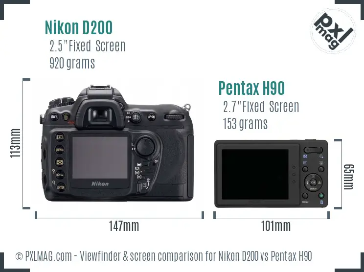 Nikon D200 vs Pentax H90 Screen and Viewfinder comparison