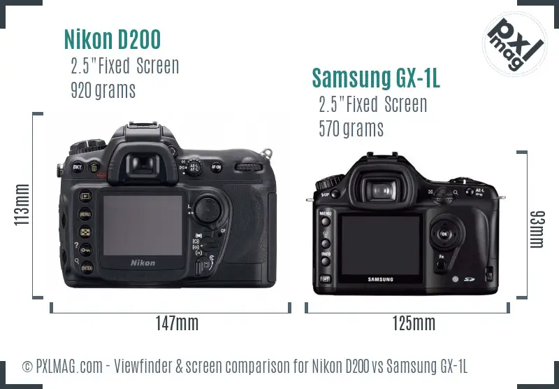 Nikon D200 vs Samsung GX-1L Screen and Viewfinder comparison
