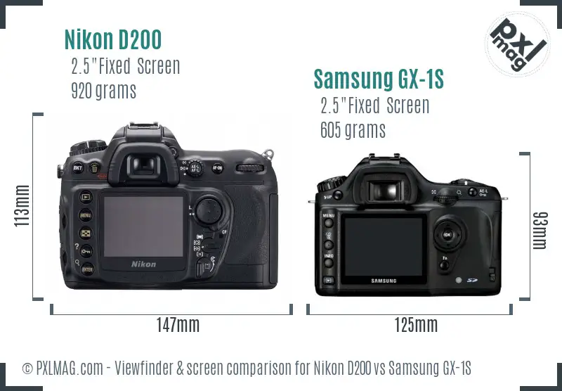 Nikon D200 vs Samsung GX-1S Screen and Viewfinder comparison