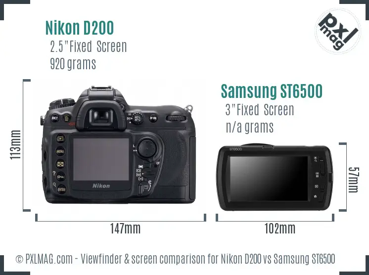 Nikon D200 vs Samsung ST6500 Screen and Viewfinder comparison