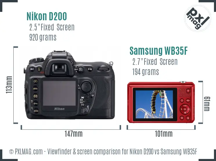 Nikon D200 vs Samsung WB35F Screen and Viewfinder comparison