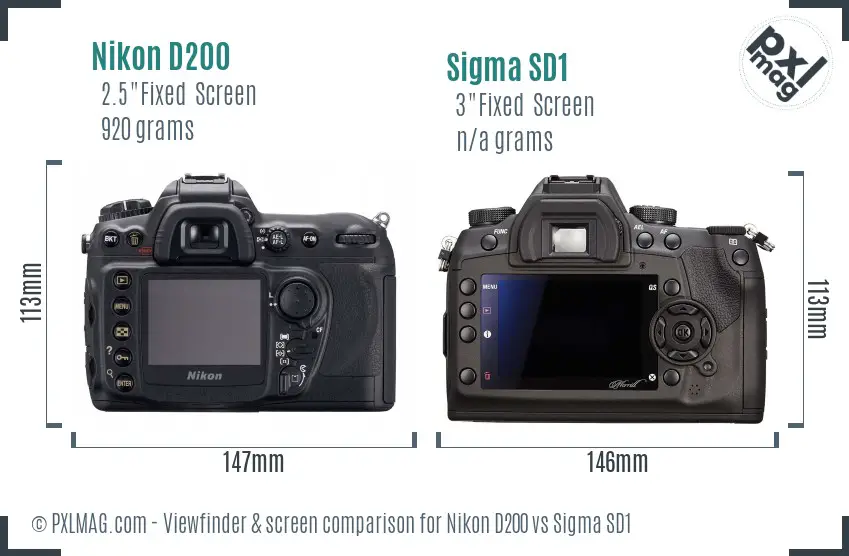 Nikon D200 vs Sigma SD1 Screen and Viewfinder comparison