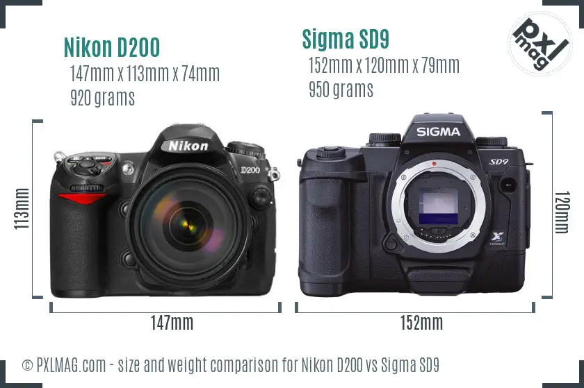 Nikon D200 vs Sigma SD9 size comparison