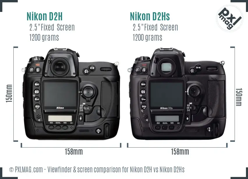 Nikon D2H vs Nikon D2Hs Screen and Viewfinder comparison