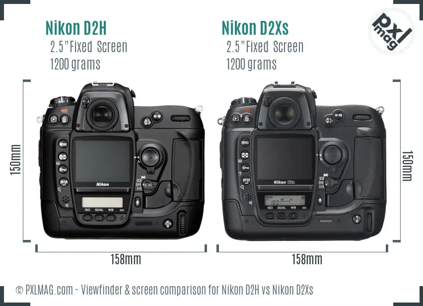Nikon D2H vs Nikon D2Xs Screen and Viewfinder comparison