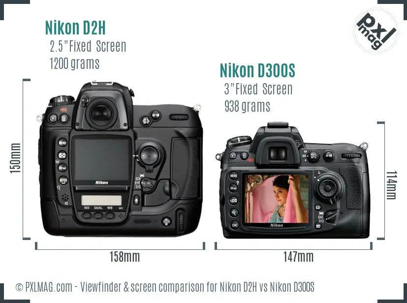 Nikon D2H vs Nikon D300S Screen and Viewfinder comparison