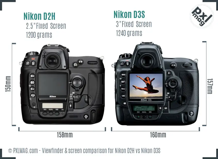 Nikon D2H vs Nikon D3S Screen and Viewfinder comparison