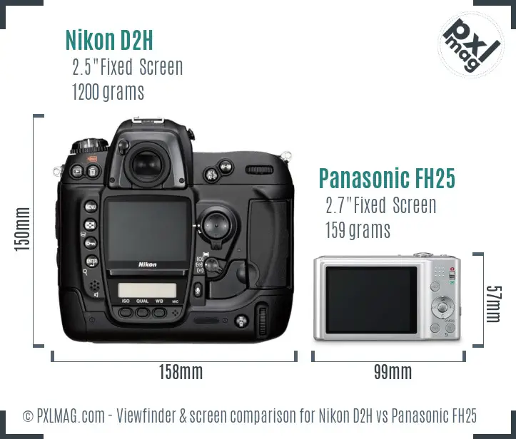 Nikon D2H vs Panasonic FH25 Screen and Viewfinder comparison