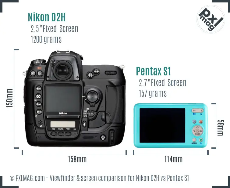 Nikon D2H vs Pentax S1 Screen and Viewfinder comparison