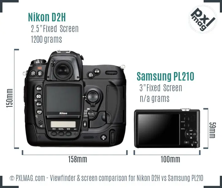 Nikon D2H vs Samsung PL210 Screen and Viewfinder comparison
