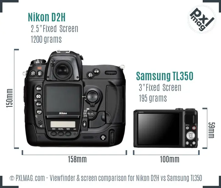 Nikon D2H vs Samsung TL350 Screen and Viewfinder comparison