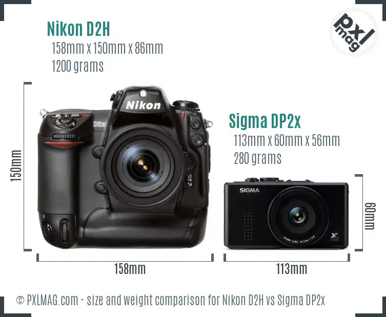 Nikon D2H vs Sigma DP2x size comparison