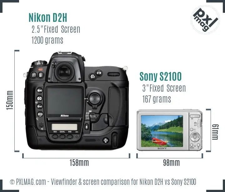Nikon D2H vs Sony S2100 Screen and Viewfinder comparison