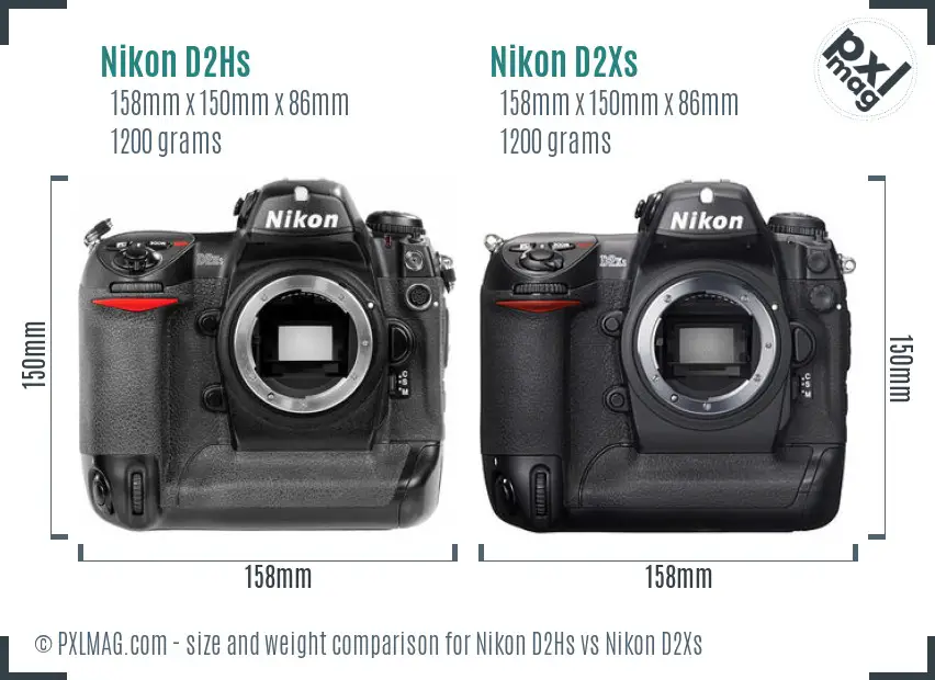 Nikon D2Hs vs Nikon D2Xs size comparison
