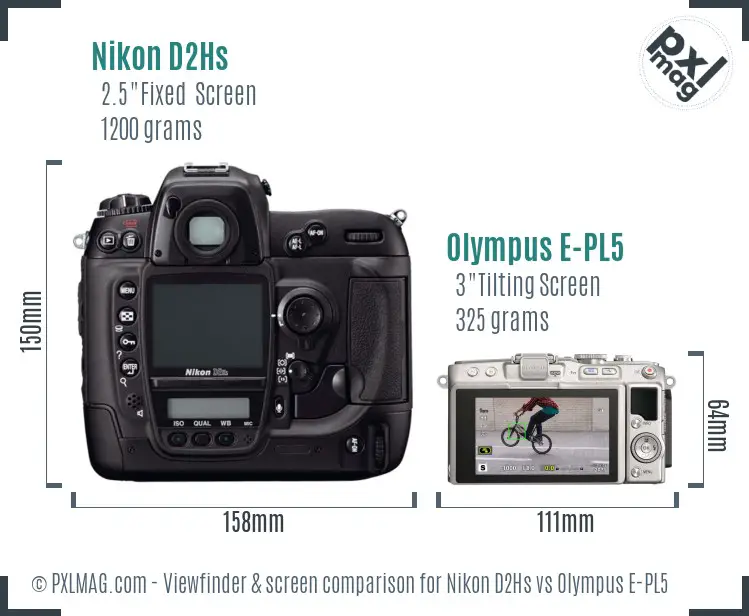 Nikon D2Hs vs Olympus E-PL5 Screen and Viewfinder comparison