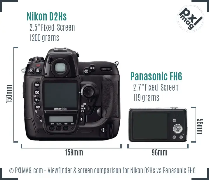 Nikon D2Hs vs Panasonic FH6 Screen and Viewfinder comparison