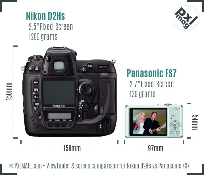 Nikon D2Hs vs Panasonic FS7 Screen and Viewfinder comparison