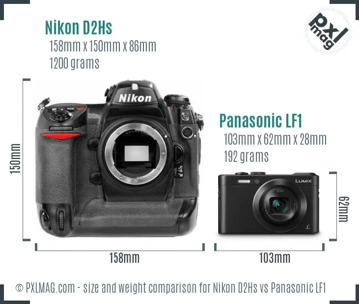 Nikon D2Hs vs Panasonic LF1 size comparison