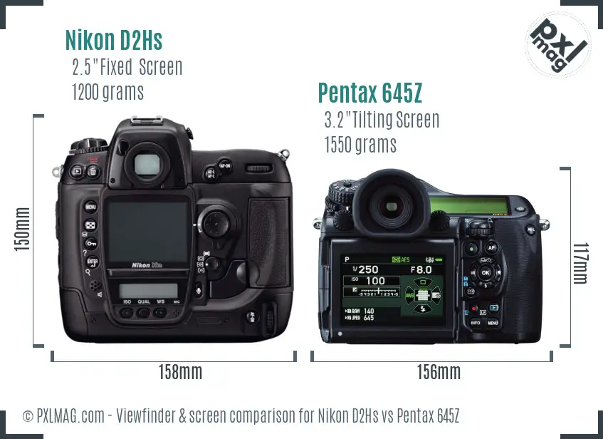 Nikon D2Hs vs Pentax 645Z Screen and Viewfinder comparison