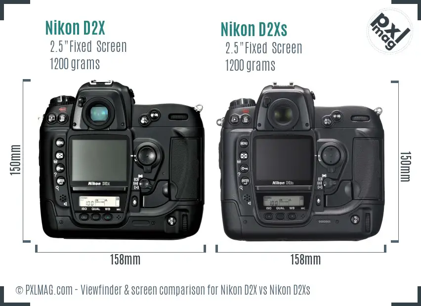 Nikon D2X vs Nikon D2Xs Screen and Viewfinder comparison