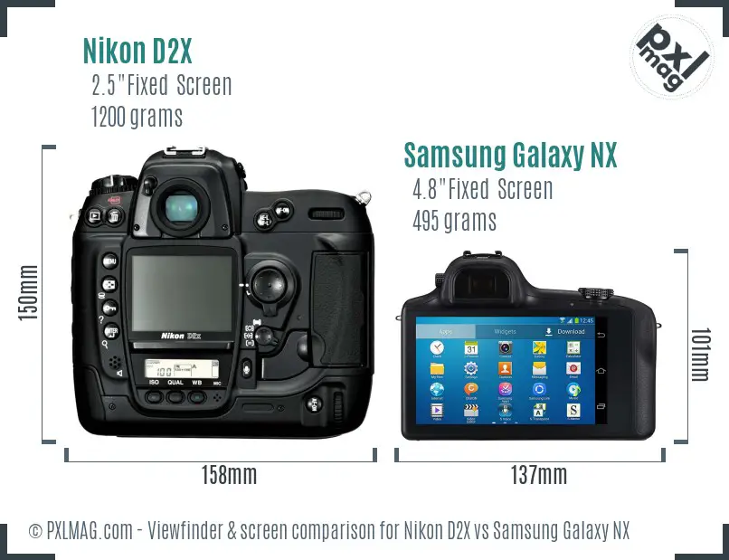 Nikon D2X vs Samsung Galaxy NX Screen and Viewfinder comparison