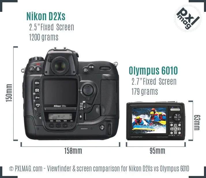 Nikon D2Xs vs Olympus 6010 Screen and Viewfinder comparison